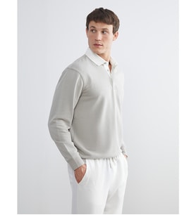 LCW Vision Gri Kontrast Polo Yakalı Erkek Sweatshirt