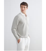 LCW Vision Gri Kontrast Polo Yakalı Erkek Sweatshirt
