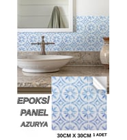 30×30cm Azurya Mavi Epoksi 1 Adet 3D Yapışkanlı Duvar Paneli Kağıdı Sticker Mutfak Banyo Salon Ofis