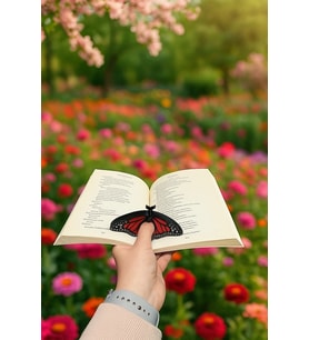 Kitap Ayracı - Sayfa Tutucu - Tek El Kitap Okuma Aparatı (Kırmızı Kelebek)