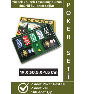 Luxery Texas Holdem Casino Blackjack 100 Poker Çipi 2 İskambil Kağıdı Premium Kutu Poker Oyunu Seti