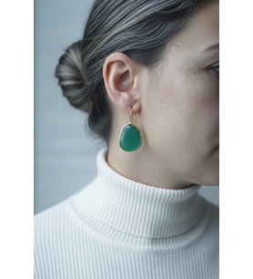 Kadir Jewellery Gümüş Kaplama Fosil Taşlı Küpe -El İşçiliği Ve Hipoalerjenik Küpe