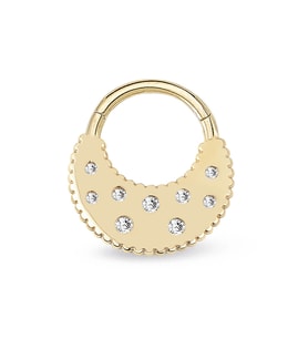 Tırtıklı Taşlı Altın Helix Piercing (Sarı)