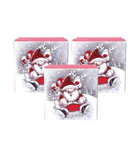 Yılbaşı Noel Baba ve Geyik Motifli Hediye Kutusu Küçük Set 3'lü