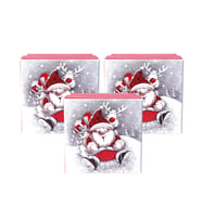 Yılbaşı Noel Baba ve Geyik Motifli Hediye Kutusu Küçük Set 3'lü
