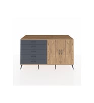 Kronos Konsol 2 Raflı 5 Çekmeceli 2 Kapaklı 176x59x99 Çam-Çam/Antrasit