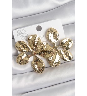316 Çelik Gold Renk İşlemeli Yaprak Model Kadın Küpe (Altın)