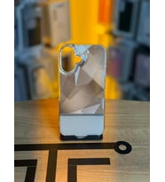 iPhone 16 Uyumlu Kristal Görünümlü Geometrik Desenli Parlak Kılıf (Beyaz)
