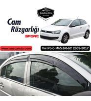 Vw Polo Mk5 6R-6C 2009-2017 Uyumlu Mugen Cam Rüzgarlığı Seti Piano Black 4'lü İthal