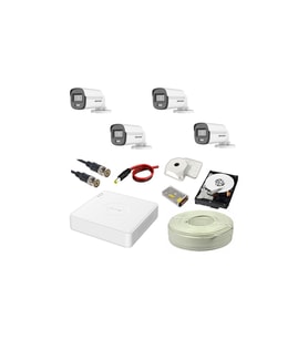 HIKVISION Colorvu 4lü 2mp Set Gece Renkli Sesli Görüntü 1TB HDD (Beyaz)