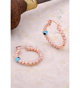 Toplu Dorika Rose 925 Ayar Gümüş Halka Küpe 4954