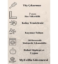 Evilla Naturel Pamuklu Kilim Yıkanabilir Banyo Paspası Seti 2'li Klozet Takımı 60x100-50x60cm 7034