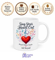 Sing Your Heart Out Yazılı Vokalistlere Özel Tasarım Porselen Kupa Bardak Hediye