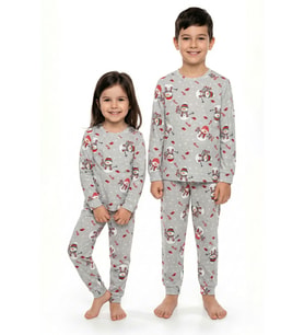 Unisex Yılbaşı Temalı Cute Kardan Adam Desenli Çocuk Pijama Takımı