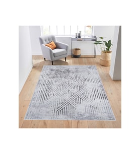Rovigo Home Dijital Baskı Yıkanabilir Kaymaz Taban Salon Halısı  RVG1724 (Gri)