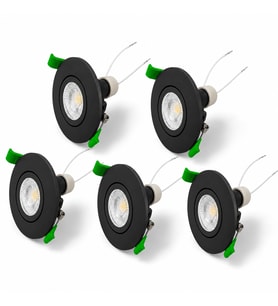Siyah LED Spot Seti 5’li Yuvarlak Kasa 4000K Doğal Beyaz GU10 Ampul Dahil Tak Çalıştır 6,5cm Gömme Tavan Spotu