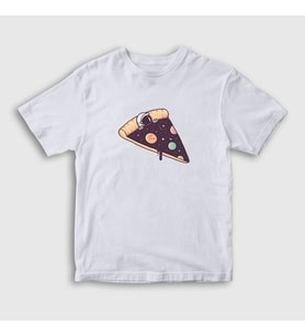 Presmono Unisex Çocuk Beyaz Pizza Bed Astronaut Space Astronot Uzay T-Shirt 283672tt