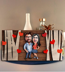BK Gift Kişiye Özel Sevgililer Karikatürlü Kabartma Figürlü Ahşap Tablo, Duvar Dekoru,Sevgiliye Hediye,Ev Dekorasyonu,Sevgililer Günü Hediyesi-6