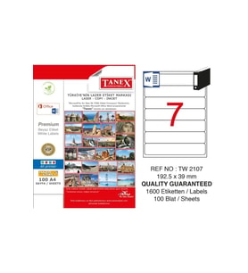 Tanex Lazer Etiket 100 Yaprak 192.5 x 39 Mm Lazer Yazıcı Etiketi