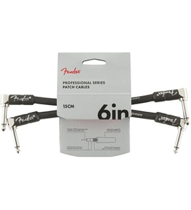 Fender 0990820023 Professional 2'li Paket L/L Uçlu Siyah Yama Kablosu (15cm) Pedalboard Düzeni İçin Kısa ve Dayanıklı Ara Bağlantı Kablosu