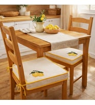 Limon Nakışlı Sandalye Minderi 40x40x5 cm Panama Keten 5 cm Süngerli Özel Tasarım