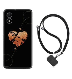 TCL 303 Kılıf Silikon Boyun Askılı İpli Desenli Silikon Plane Heart 1721