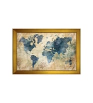 Harita Temalı Kanvas Tablo 50 x 70 cm Gold Çerçeve