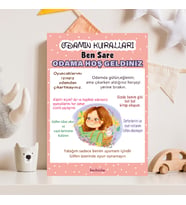 İsimli Çocuk Oda Kuralları Soft Pembe