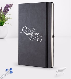 BK Gift Kişiye Özel İsimli Siyah Termo Deri Defter 16x24cm Model 3