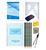 Teknik Resim Seti 13 Parça 1 Paket Teknik Resim Defteri Gönye Dereceli Kalem Metal Pergel Silgi Kalemtraş Hamur Silgi Atlye Laboratuvar Deney ve Temrin Defteri (Beyaz)