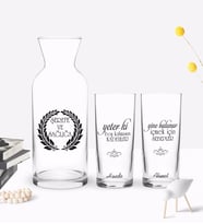 BK Gift Kişiye Özel Renkli Baskılı Yeter Ki Tasarımlı İkili Rakı Bardağı ve Karaf Hediye Seti-1 (Model 1)