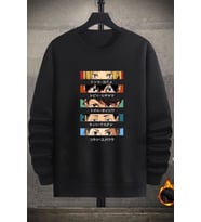 Unisex Cosplay Haikyuu Bisiklet Yaka Sweatshirt (Siyah)