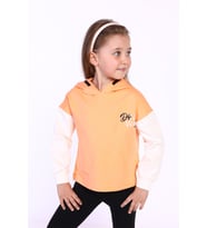 Toontoy Kız Çocuk Kapüşonlu Blok Renkli Sweatshirt (Turuncu)