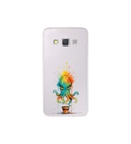 Samsung Galaxy A3 ile uyumlu Splash ahtapot tasarımlı şeffaf silikon kılıf