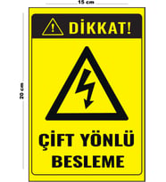 Metal Çift Yönlü Besleme 15 Cm x 20 Cm Uyarı Levhası Yönlendirme Tabelası