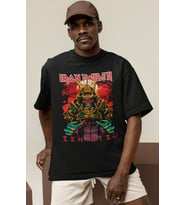 Tasarım Iron Maiden Rock Metal Müzik Grubu Baskılı Unisex Oversize Tişört