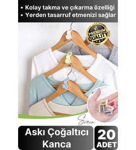 20 Adet Çok Amaçlı Askı Çoğaltıcı Gardrop Dolap İçi Düzenleyici Organizer Kanca Seti Çoklayıcı