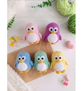5'Lİ EL ÖRGÜSÜ RENKLİ PENGUEN OYUNCAKLAR