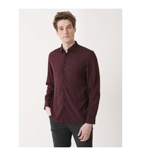 Coumas Erkek Slim Fit Poplin Likralı Gömlek C00017 - Siyah - ST00017-Siyah-XL (Bordo)