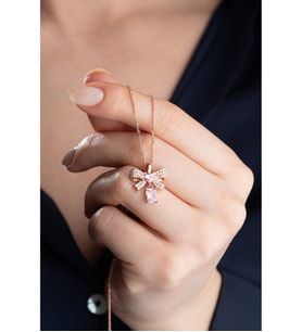 Saklı Takı 925 Ayar Gümüş Rose Fiyonklu Kolye