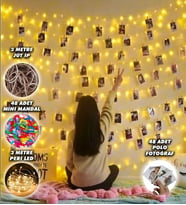Doğum Günü Hediyesi, Yeni Ev Hediyesi, Kadınlara Özel, Kişiye Özel 48 Fotoğraflı, 3 Metre Peri Led, 48 Renkli Mandal