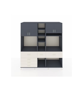Kronos Dolap 11 Raflı 6 Çekmeceli 4 Kapaklı 220x59x243 Antrasit-Antrasit/Aytaşı