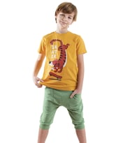 Skater Erkek Çocuk T-shirt Kapri Şort Takım (Haki)