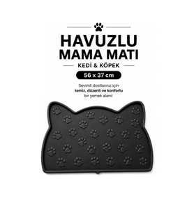 Black Gold Kedi Beslenme Paspası Kedi Mama Matı Figürlü Yıkanabilir 56X37