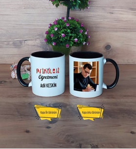 Psikoloji Öğretmeni Kupa Bardak Siyah Fotoğraflı Öğretmenler Günü Hediyesi