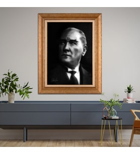 Altın Varaklı Paspartulu Çerçeveli Tablo hb565