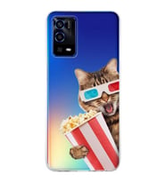 PrintiFy Oppo A55  ile Uyumlu 1mm Slim Fit Kedi 1 050b Baskılı Şeffaf  Kılıf