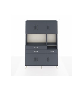 Arges Gardrop 9 Raflı 3 Çekmeceli 6 Kapaklı 132x30x195 Antrasit-Antrasit