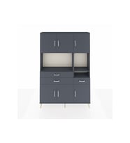 Arges Gardrop 9 Raflı 3 Çekmeceli 6 Kapaklı 132x30x195 Antrasit-Antrasit
