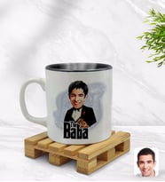 BK Gift Kişiye Özel Baba Godfather Karikatürlü İçi Siyah Renkli Kupa Bardak Model 4